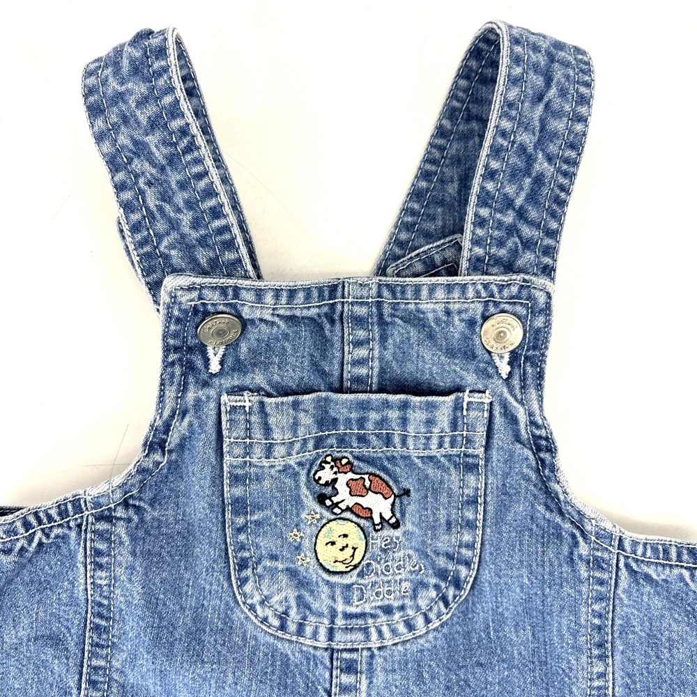 Vintage Carters Baby Overalls Hey Diddle Cow & Fiddle Nursery Embroidered 12M